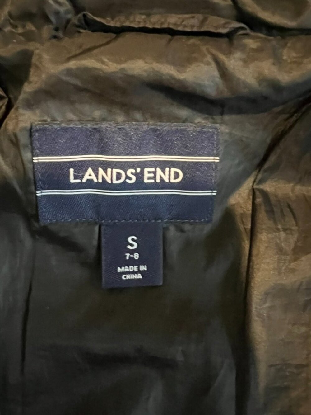 Lands' End Girl's Lightweight Hooded Puffer Coat, Green, Girls' Size S 7/8 - Picture 4 of 7